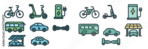 Alternative transportation methods and electric vehicle infrastructure showcased in a clean energy graphic