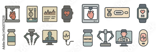 Evolution of healthcare technology depicting medical innovations, research, and patient monitoring devices
