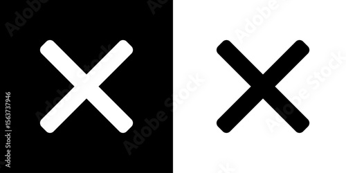 Black and white cancel icon. vector
