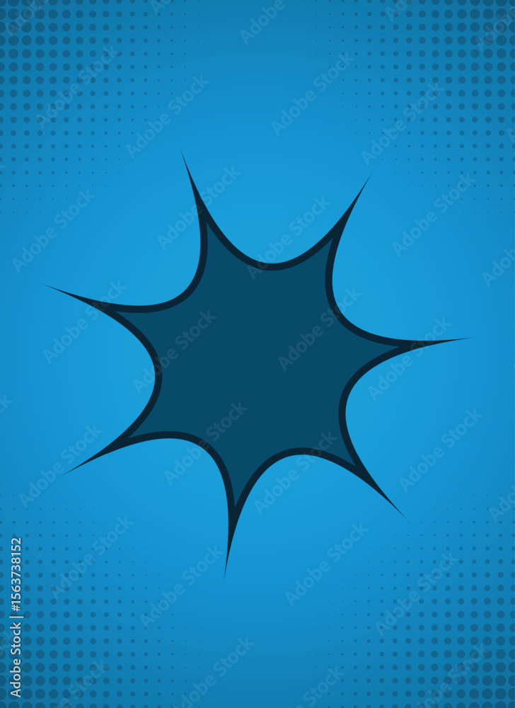 Obraz premium Blue Comic Burst Background with Halftone Effect vector background