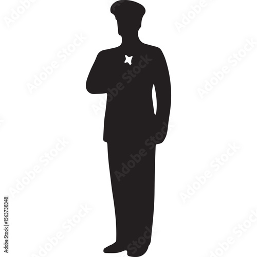 Silhouette of a man saluting, great for patriotic and military Independence Day themes
