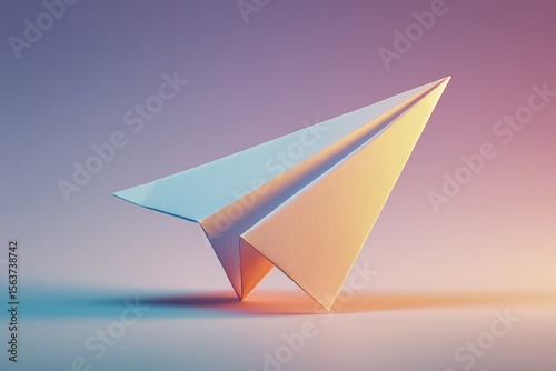 Wallpaper Mural White paper airplane on pastel background with soft shadows and paused motion Torontodigital.ca