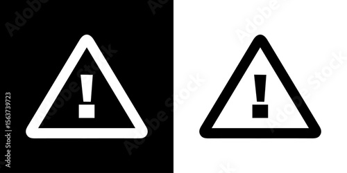 Black and white danger warning icon set. alert triangle warn sign in black exclamation sign. safety icon