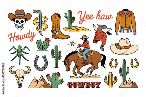 Retro Rodeo & Wild West Vector Design – Bold Tattoo Art Style