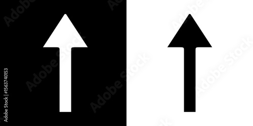 Black and white arrow up side direction.