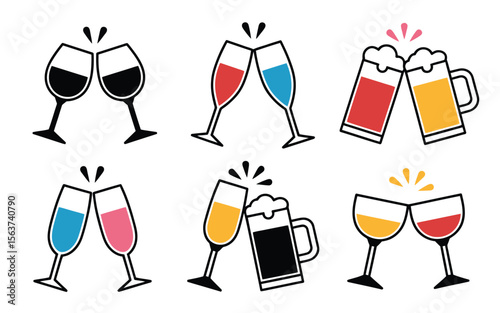 Festive Clinking Glasses Vector Pack for Parties & Events