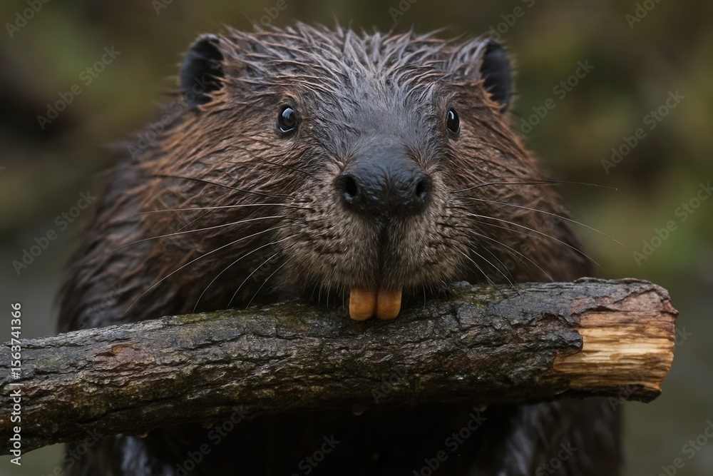 A beaver is sitting on a tree branch with its mouth open A beaver is sitting on a tree branch with its mouth open