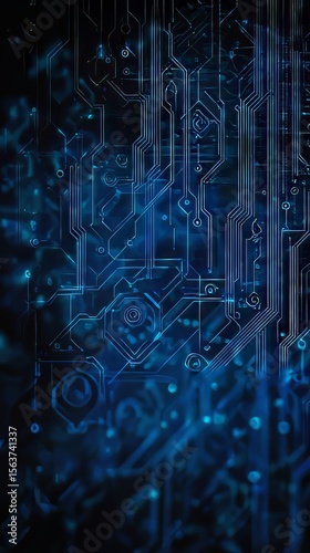 Glowing Circuit Symphony: Abstract Digital Display with Neon Tech Pulse