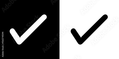 Black and white check mark direction.