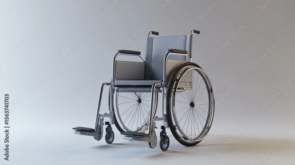 Fototapeta premium Modern Wheelchair Design with Sleek Lines and Minimalist Aesthetic Ideal for Accessibility and Mobility Solutions in Healthcare and Rehabilitation Environments