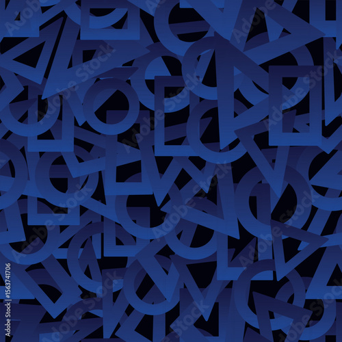 
Seamless background with simple volumetric geometric blue figures on a dark background, forming an abstract pattern. Vector illustration for your effective designs and backgrounds