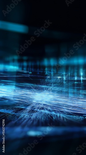 Digital Wave Symphony: Neon Blues and Cybernetic Patterns in Motion