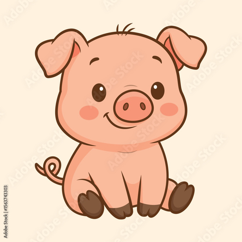 Cute Cartoon Pig Character Illustration | Adorable Farm Animal Vector for Kids and Clipart Designs