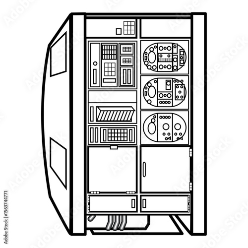 Vector illustration of electrical engineer with control panel