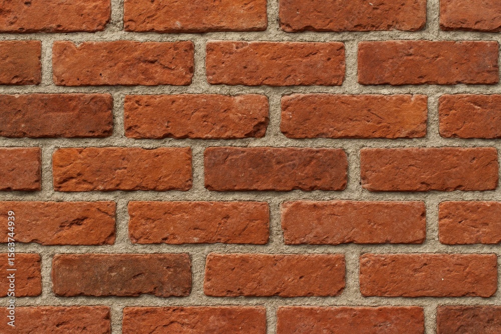 Fototapeta premium A red brick wall is shown in a close up view