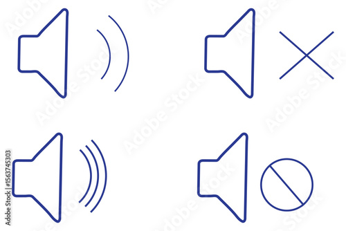 speaker, sound, volume icon set , low and hight level volume speaker icon. voice, audio, silent, mute icons in flat style for media player app and website