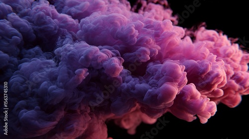 Abstract Nebula of Dense Pink and Purple Smoke on a Black Background