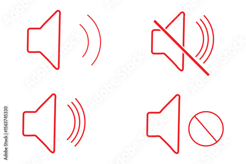speaker, sound, volume icon set , low and hight level volume speaker icon. voice, audio, silent, mute icons in flat style for media player app and website