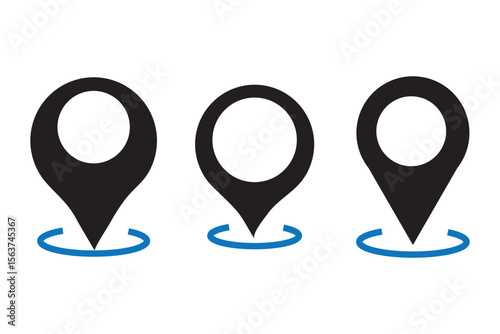 location icon, map pin icons in outline, black, and red styles. for maps, GPS, navigation apps, location markers, address indications, and geolocation interfaces 