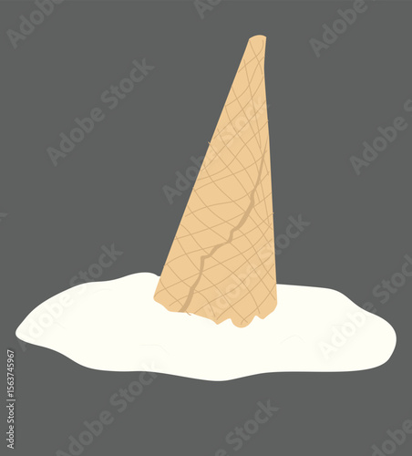Melted ice cream.  illustration of a melting ice cream cone 