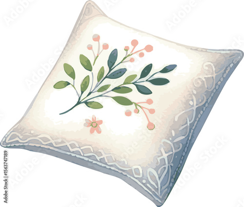 Vector watercolor painted illustration of pillows