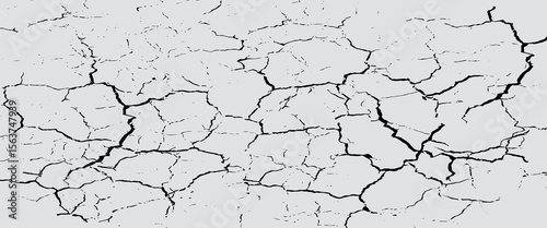 Cracked dry wall texture background. Abstract cracked wall in summer.vcector eps10.