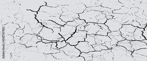 Cracked dry wall texture background. Abstract cracked wall in summer.vcector eps10.