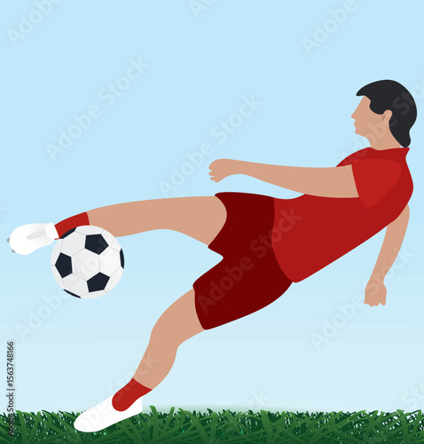 Soccer players play game. vector