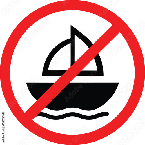 No boating allowed sign representing restrictions on motorized watercraft activities.