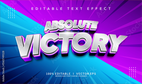 Photos absolute victory vector text effect with modern style design