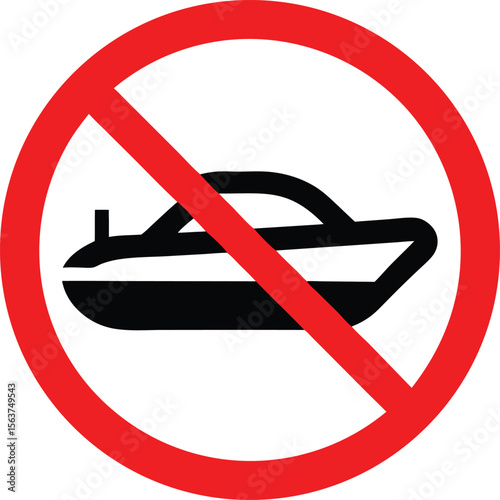 No personal watercraft prohibited sign, forbidden modern round sticker, vector illustration