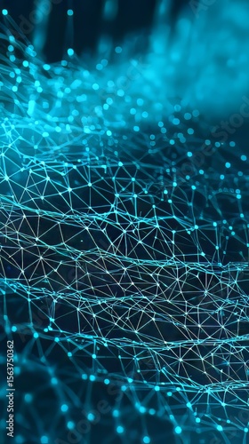 Futuristic Abstract 3D Network: Blue Light Connects AI, Data & Reality