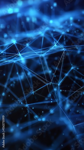 Blue Glow Network: Interconnected Digital Art of Cybersecurity Patterns