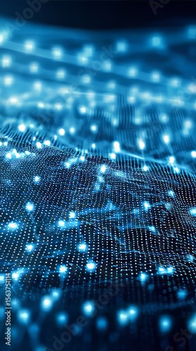 Light Blue Abstract Network: AI Cybersecurity in Digital Data Space