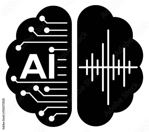 Innovative Brain Technology Concept Representing Sound Waves and Voice Recognition Capabilities in Artificial Intelligence