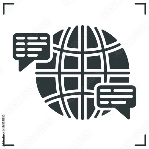 Icon Language. Speech Symbol in Editable Glyph Style

