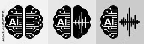 Conceptual Representation of AI and Brain Integration with Sound Wave Variations for Audio Processing Innovation in Technology