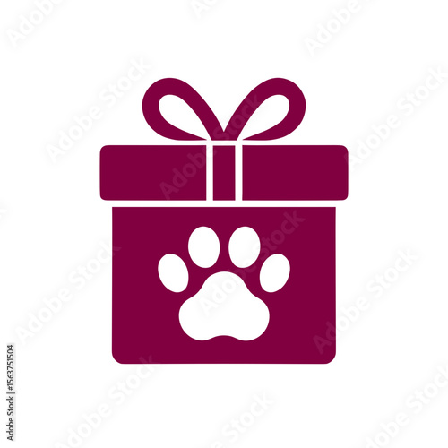 A charming gift box design, with a paw print, ready to show care for pets or animal lovers. vector illustration