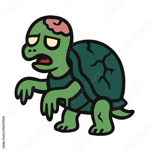 Zombie Turtle Vector Halloween Illustration 