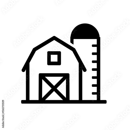 A simplistic line art of a farm, perfect for conveying rural life and agricultural concepts, suitable for various design projects. vector illustration