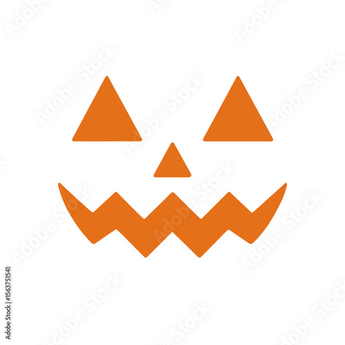 A minimalist Halloween Jack-o'-Lantern face evokes the spirit of Halloween, with its iconic triangular eyes, nose, and a toothy grin cut out. vector illustration