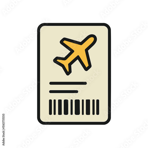 A stylized, minimalist illustration of an airline ticket. The artwork highlights travel, with a clean design conveying ease of use and the joy of journeys. vector illustration 