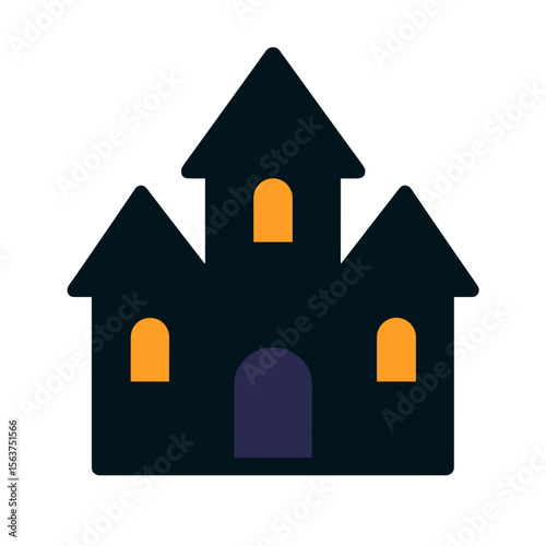 An illustrated silhouette of a haunted castle, perfect for Halloween-themed designs and eerie ambiance. vector illustration