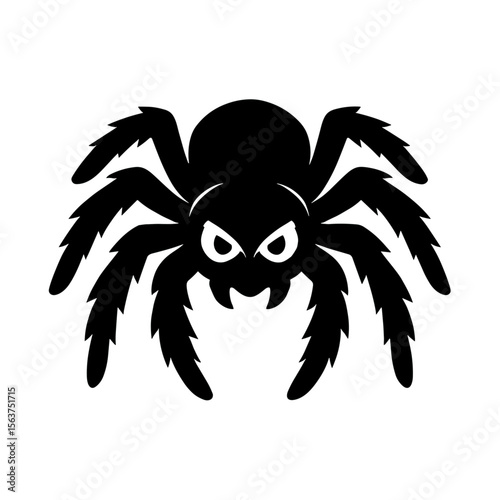 A striking, stylized illustration of a formidable spider, with piercing eyes. The image showcases a menacing arachnid, its silhouette and detailed limbs adding a touch of Halloween spirit.
