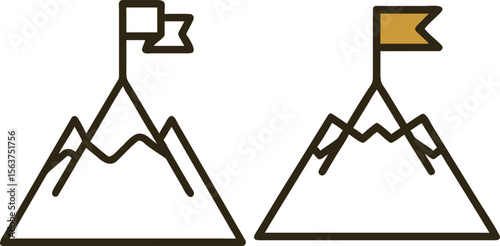 Achieving Success: Two Mountains with Flags Illustrating Goals and Milestones in Business and Life