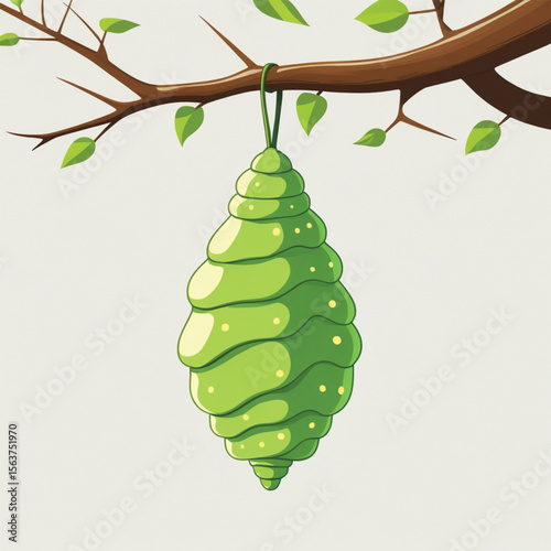 Chrysalis of Danaus chrysippus butterfly