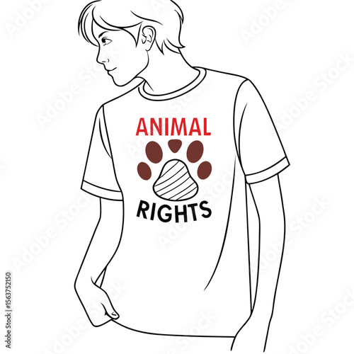 White t-shirt with a clear hoof print, symbolizing animal rights, welfare, and nature.