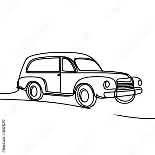 Classic hearse vehicle outline illustration on a plain background  