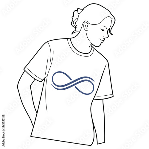 White t-shirt with an infinity symbol, representing endless good, eternity, and limitless possibilities.