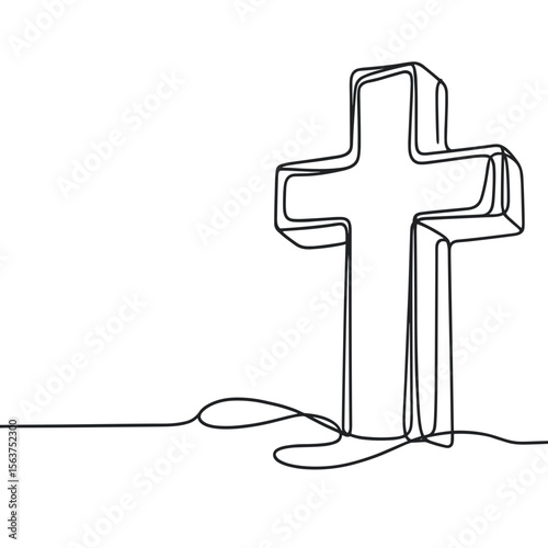 Minimalist wire cross sculpture representing the concept of funeral  